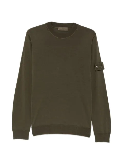 Stone Island 5100074 light pure RWS wool_s.i. Ghost regular-fit crewneck jumper with ribbed trims
