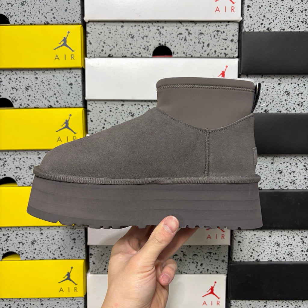 UGG Classic Ultra Mini Platform Boot – Women’s Suede Ankle Boot with Neoprene Collar in Charcoal