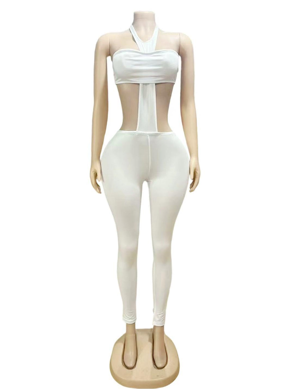 NiiHAi Cutout Halter Crop Top High Waist Leggings 2 Piece Set Women