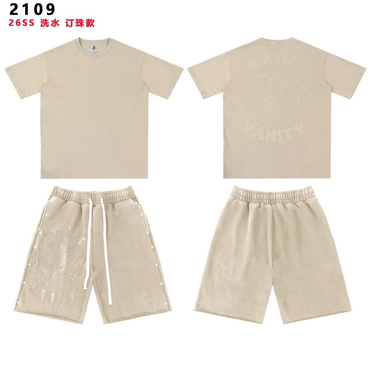 SAINT Vanity Washed Graphic Short-Sleeve Set