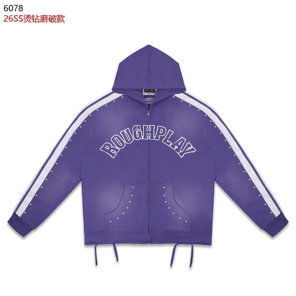 Rough Play Studded Stripe Full-Zip Hoodie