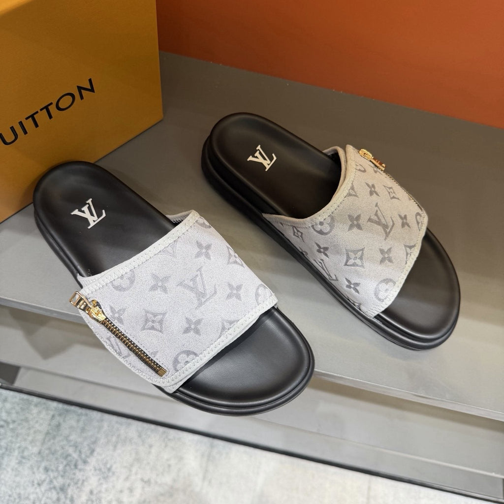 Louis Vuitton White Monogram Slide Sandals