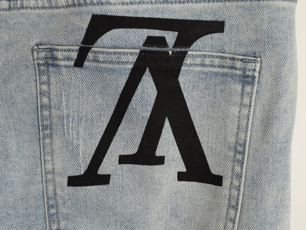 Louis Vuitton Back-Pocket Graphic Jeans - Light Gray